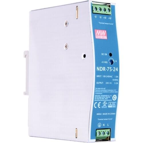 Original Mean Well NDR-75 series meanwell DC 12V 24V 48V 75W Single Output Industrial Power Supply