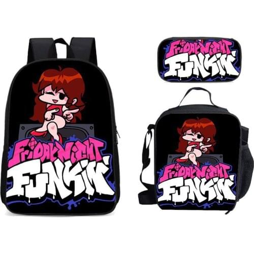 3 Pcs/Set Game Friday Night Funkin Children School Bags Boys Girls Orthopedic Backpacks Book Bags Satchel Knapsack Mochila