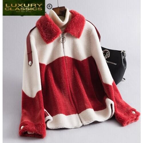 Coat Fur Winter Real Women Clothes 2021 Korean Warm Sheep Shearing Jacket Female Elegant Slim Wool Overcoat Hiver JLJ2021