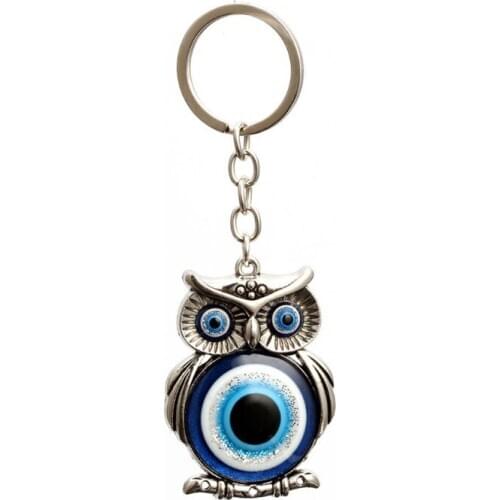 Owl blue eye keychain car key pendant amulet lucky charm pendant jewelry male and female keychain