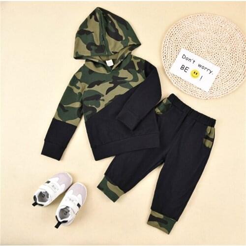 Pudcoco Newborn Baby Boy Clothes Camouflage Print Long Sleeve Hooded Tops Long Pants 2Pcs Outfits Casual Clothes Tracksuit
