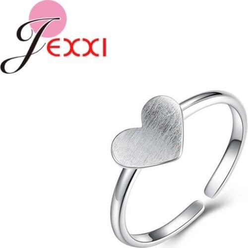 Real 925 Sterling Silver Love Heart Rings For Women Adjustable Open Ring Christmas Birthday Gift Fine Jewelry
