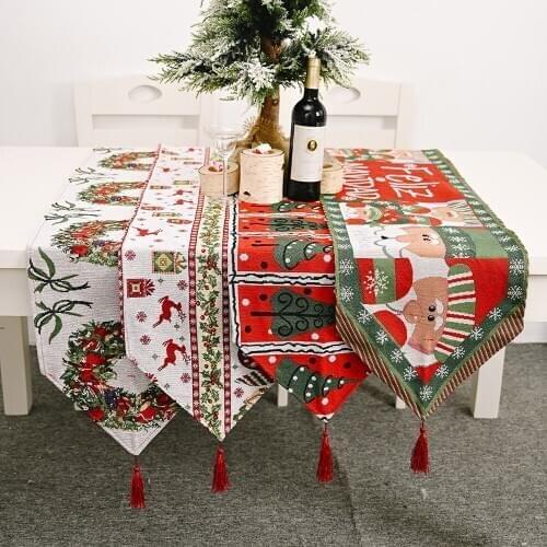 Christmas Knitted Cloth Table Runner Xmas Party Dinner Table Cloth Cover Merry Christmas Decorations for Home Navidad Decor