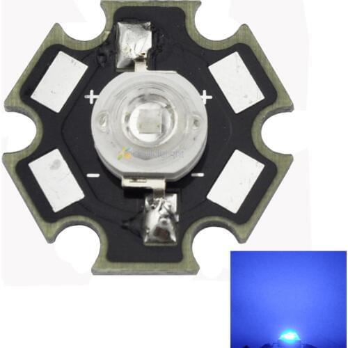 10PCS 3W Royal Blue High Power LED Emitter 450-455NM with 20mm Star Platine Heatsink for Cabinet/Tank/Aquarium