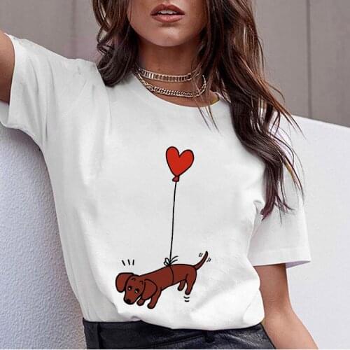 Puppy cartoon print Tops 2021 New Women T-shirts Casual VougeTee Summer Female Tee Short Sleeve Hipster graphic t shirts