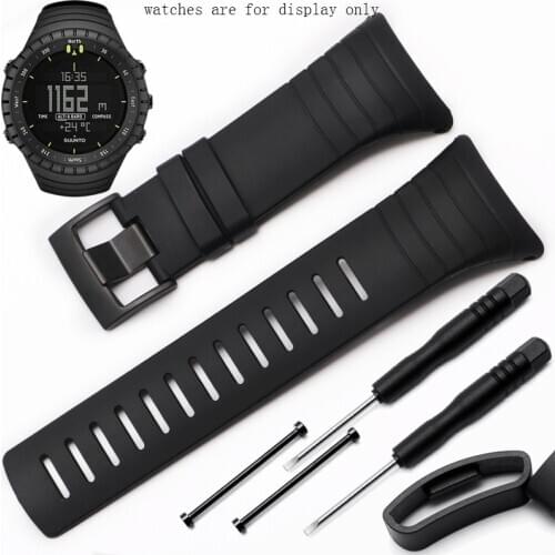 Yopo Smart watch accessories Silicone strap black wristband Mens bracelet for Suunto Core outdoor sports Rubber watch chain