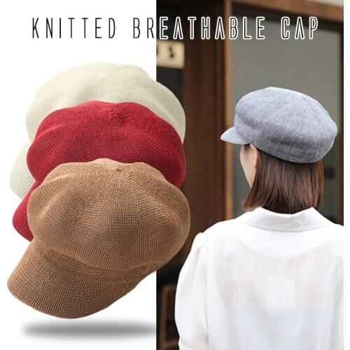 Octagonal Cap Straw Women Summer Thin Newsboy Cap Painter Straw Knitted Beret Mesh Breathable Sun Hat