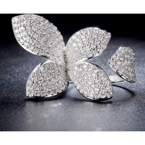 Cute Princess Style Crystal Butterfly Womens Open Ring For Weed Accessories Adjustable Ring Jewelry 2020
