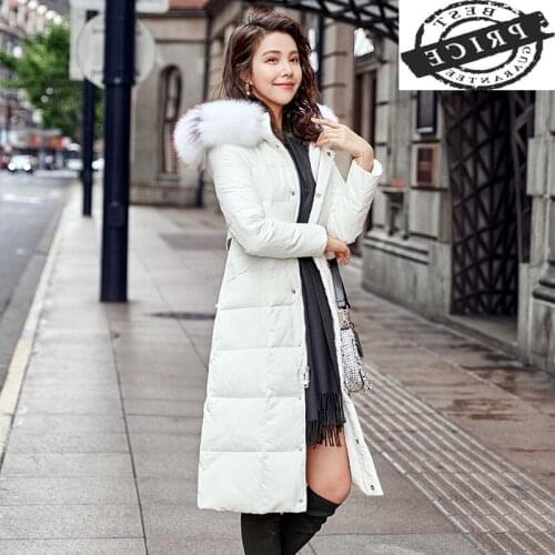 Winter Coat Female Fashion Down Jacket Woman Hooded Korean Duck Down Long Jackets + Large Fur Ladies Coats Hiver LW20a