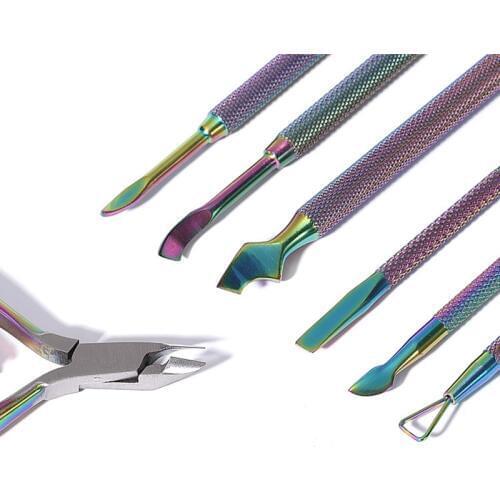 1pcs Dual-endStainless Steel Cuticle Remover Chameleon Nail Cuticle Pusher Dead Skin Manicure Pedicure Cleaner Nail Tool