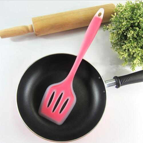 100 pcs Nonstick silicone slotted turners pot shovel cooking spatula Silicone fried shovel flexible silicone turner spatula
