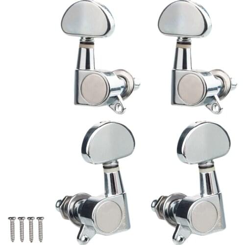 2L 2R Vintage Sealed Ukulele Tuners Machine Head Tuning Keys Pegs Set Right Left Hand for Ukulele Replacement, Silver