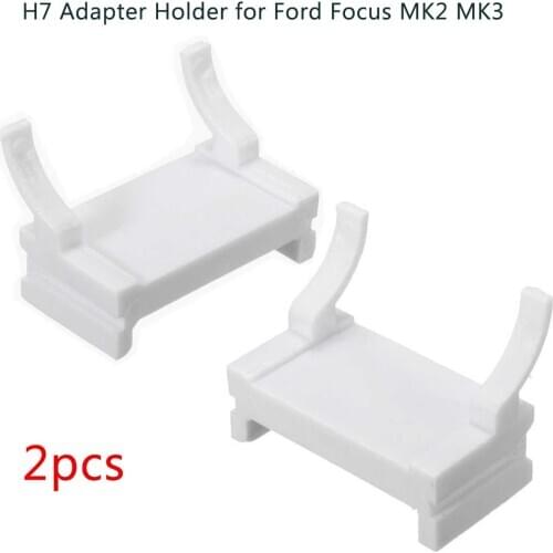 2PCS Car HID H7 Bulbs Adapter Xenon Lamp Holder White Base for Ford Focus MK2 MK3