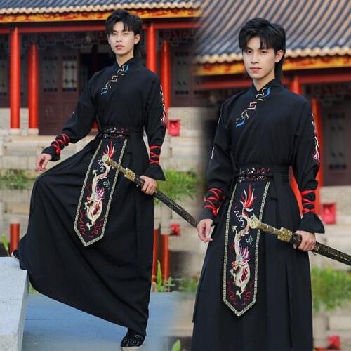 2021 hanfu dress ancient chinese traditional costume men chinese satin robe for male national folk dance costume tang clothes