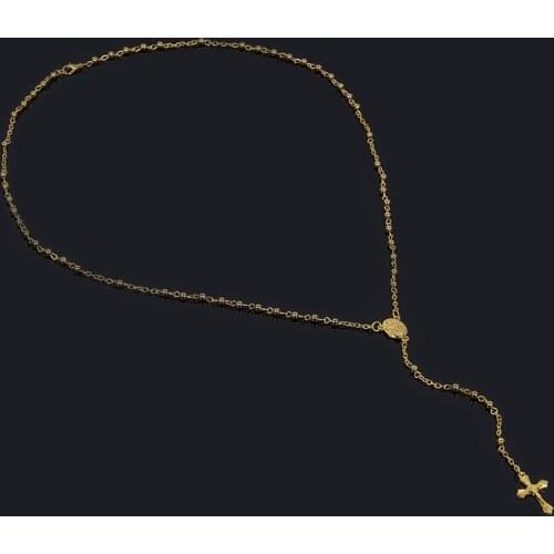 4mm Golden & Sliver Iron Beads Rosaries Metal Rosary Round Beads Cheap Necklace Catholicism Prayer Religious Jewelry