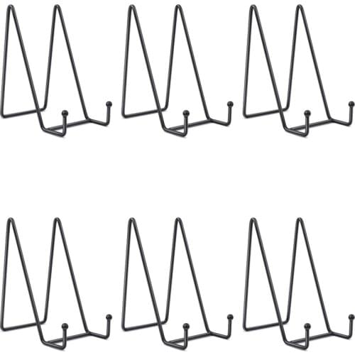 6 Pack Display Stands Holders, Black Iron Easel Plate Holder Display Stands Metal Wire Frame Holders for Pictures
