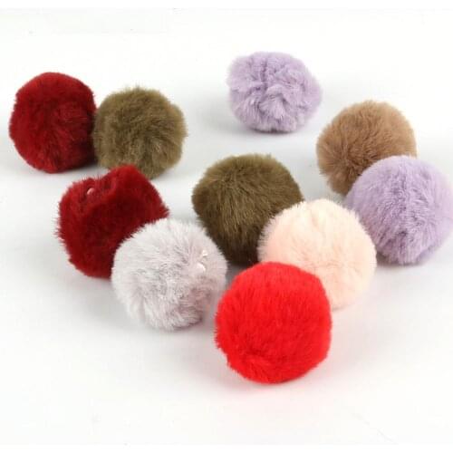 6pcs/bag Faux Rabbit Fur Ball PomPom 4cm kawaii charm for DIY earrings keychain ring pendant accessories
