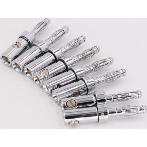 4pcs Hi End Rhodium plated spring Banana plug for DIY speaker cable without logo