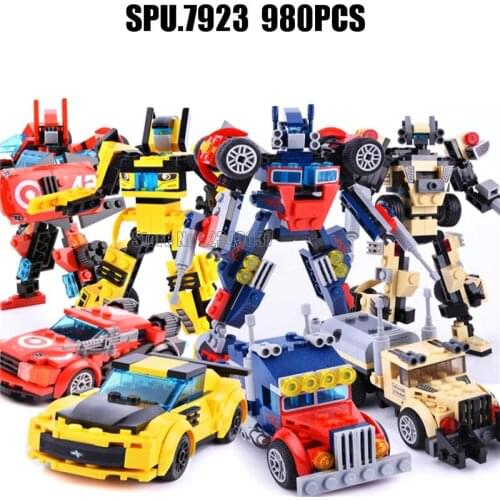 Gudi 8708 980pcs 4 In1 2 Styles Transformation Robot Car Turn Into Robot Building Blocks Toy