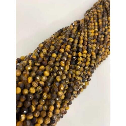AAA natural yellow tiger eye stone spherical cutting 2mm / 3mm / 4mm gem jewelry DIY boutique 38cm long