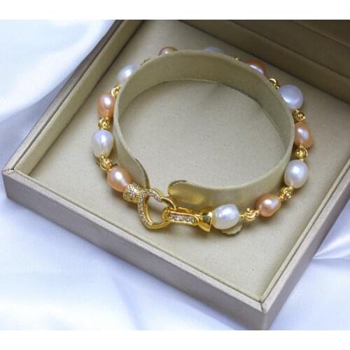 4 Different Colors Kiwa Pearl Bracelet Genuine Freshwater Pearl Bracelet Jewelry With 14Kgold-filled Heart Clasp Customized