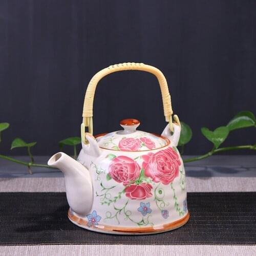 Tea Water Pot Chinese Vintage Big Teapot Traditional Tea Cup Ceramic Tea Set Cool Water Pot Green Flower Chinese Kungfu Teapot