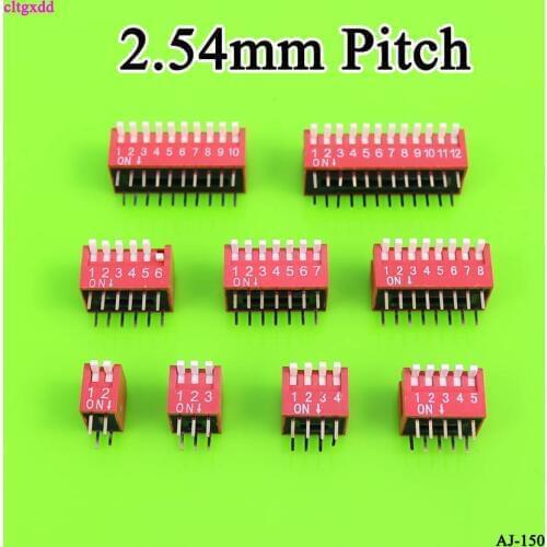 Cltgxdd 1pcs Slide Type Lateral Toggle DIP Switch 2 3 4 5 6 8 12 Pin P 2.54mm Pitch Position Way DIP Red Snap Switch