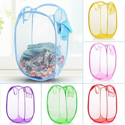 For University Dormitory Mesh Laundry Basket Easy-opening Foldable Baskets