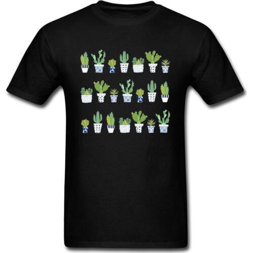 Free Delivery T Shirt Mens High Quality Organic Cotton Brand Clothing Shirt Cactus Succulents Printed On T-Shirts Green Plant