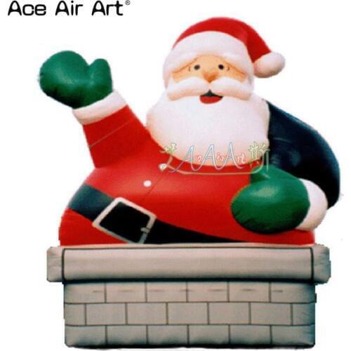 Perfect idea Santa Claus 3m H Inflatable Christmas master Giant Santa With Gifts Bag Rises from Chimney