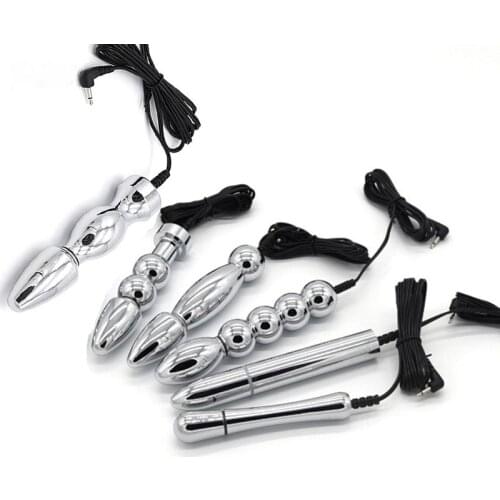 6 Styles Electric Shock Pulse Metal Anal Plug Accessory Electro Butt Plug Anal Vaginal Stimulate Massage Medical Themed Sex Toys