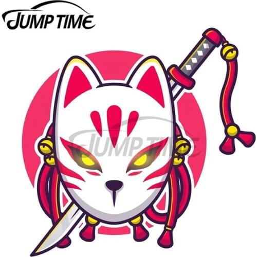 JumpTime 13 x 9.8cm Cute Cat Ninja Windshield Decal VAN Occlusion Scratch Car Stickers Refrigerator Anime Decoration