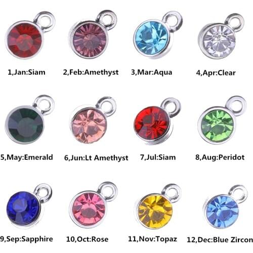 JUYA 30pcs/lot Crystal Birthstone Charms DIY Jewelry Making For Earrings Bracelet Anklet Making Keychain Necklace Pendant Crafts