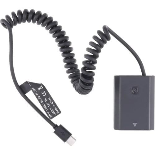 FOTGA NP-FZ100 Dummy Battery Adapter +Type C Cable for Sony A9 A9R A9S A7R3 A7M3 A7S3 A7III A7R4 A7M4 A6600 A7C FX3
