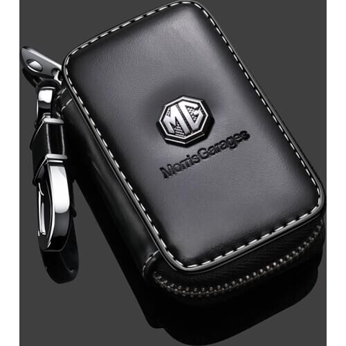 For MG Leather Key Case Cover For MG MG6 MGZS MG3 MG5 MG7 GT 2017 Auto Key Protective Cover Alloy Keychain With logo