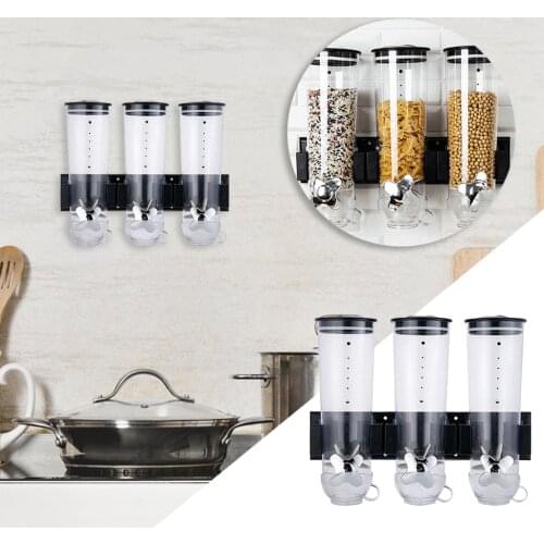 Multifunction Wall Mount Dry Food Dispenser for Cereal Nuts Grain Container