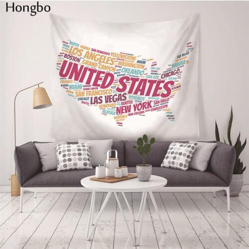 Hongbo World Map Printed Polyester Wall Hanging Tapestry Room Decorative Wall Tapestry Carpet Beach Towel Rectangle Tablecloth