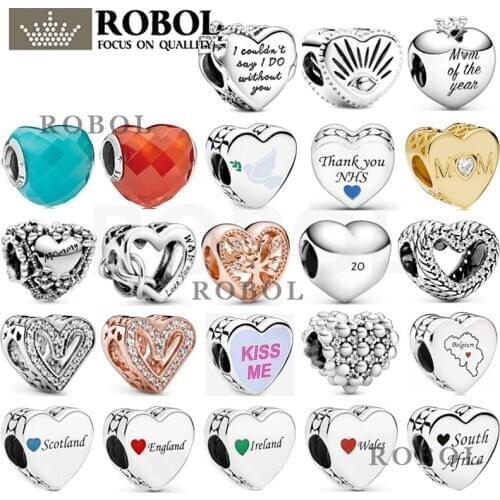 Original High-quality Boutique 925 Sterling Silver Heart-shaped Beads Accessories 2020 Autumn New Style Simple and Fashionable