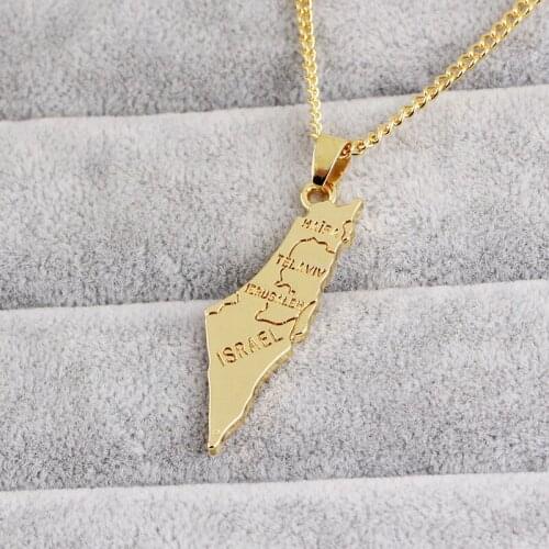 Golden Palestine Map Pendant Necklace Geometric Personality Terrain Necklace Necklace Jewelry Accessories palestine Necklaces