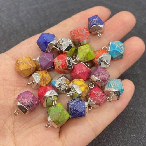 Wholesale Multicolor Polygon Shaped Pendant Turquoise for Jewelry Making DIY Handmade Accessories Beaded Decoration Fashion
