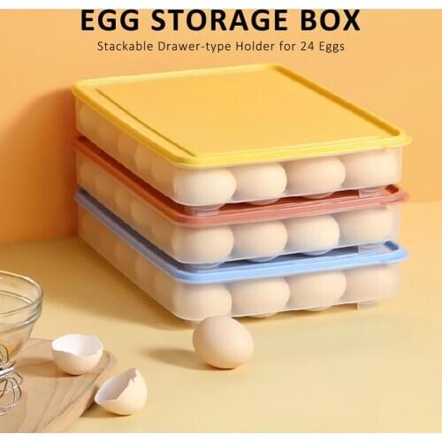 24 Grid Transparent Egg Storage Box Holder Plastic Tray Egg Refrigerator Eggs Storage Case Anti-collision Kitchen Container