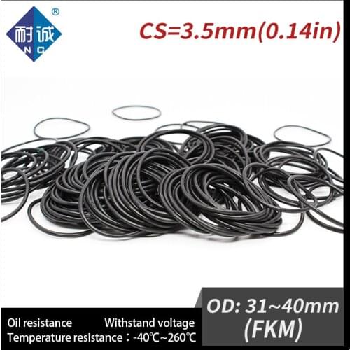 2PC/lot Rubber Ring Black FKM O ring Seals Thickness 3.5mm OD31/32/33/34/35/36/37/38/39/40mm Rubber O-Rings Fuel Washer