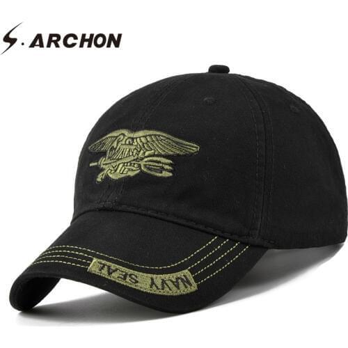 S.ARCHON Summer Navy Seals Tactical Baseball Caps Men Cotton Adjustable Embroidery Camouflage Hats Unisex Camo Militar Army Caps