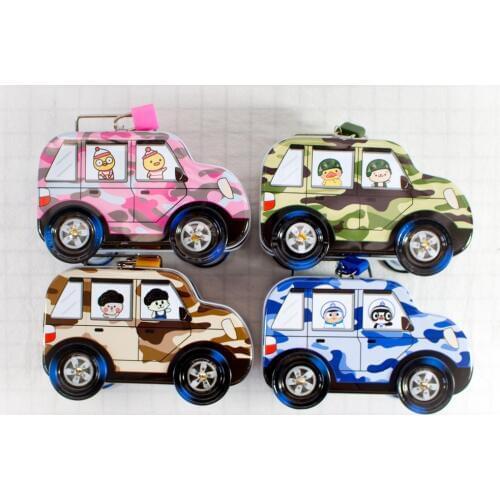 SaiDeKe NEW car shape Medium iron Cartoon piggy bank Car saving Money Boxes with lock Moving car gifts birthday Christmas gifts
