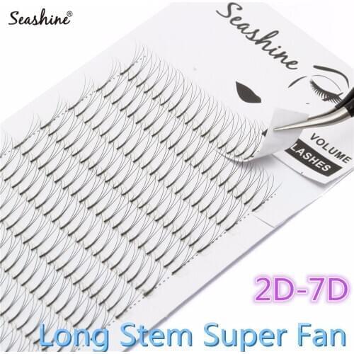 Seashine Long Stem Russian Volume Lash Extension Premade Fans 8-15mm Faux Mink Eyelash Extension Supplies Premade Volume Fans