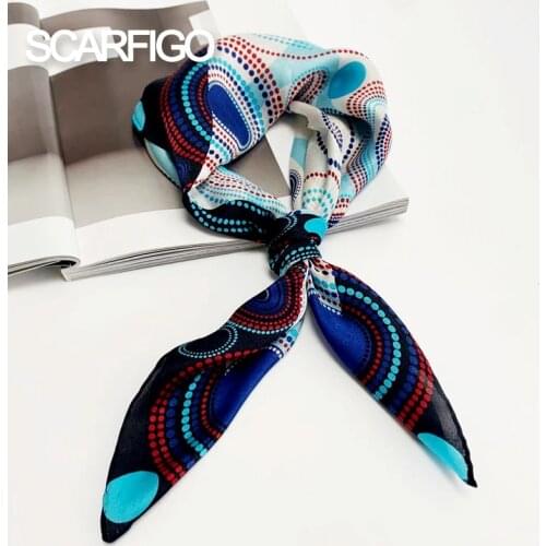 SCARFIGO 2021 Fashion Square Silk Scarves Print Small Head Neck Scarf Women Headscarf Female Bandana Shawl Bag Accessories