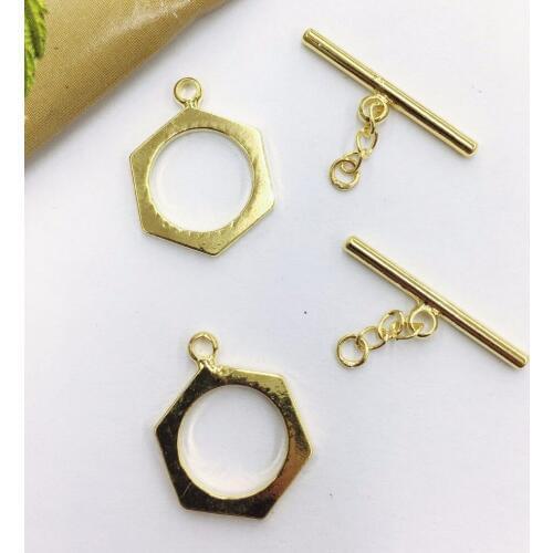 50 sets Hexagon simple OT buckle gold-plated DIY jewelry tail buckle Glossy necklace wild buckle OT bracelet necklace button