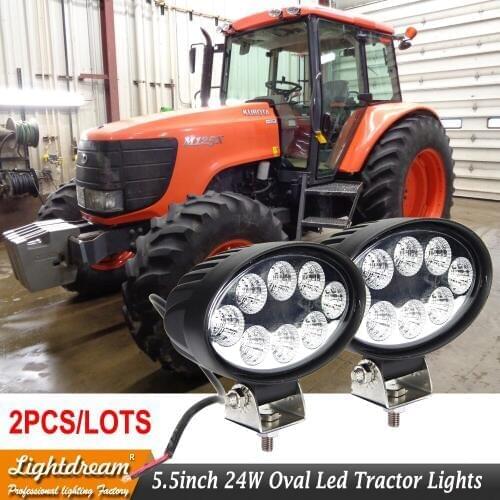 24W Oval 14cm Flood LED Working Light for SUV 4WD Offroad ATV Car Truck Tractor 8 LEDs Cup Reflection Headlight Fog DRL x2pcs