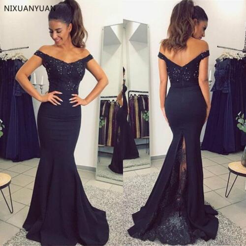Navy Blue Evening Gowns 2021 Hot Special Occasion Dress Long Party Dresses with Lace Appliques Robe De Soiree Custom Make