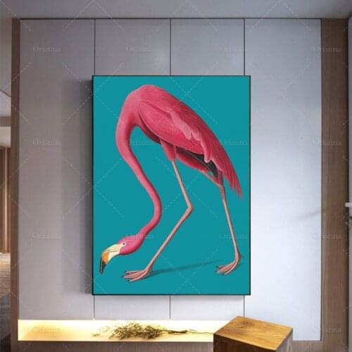 Vintage Illustration of a Pink Flamingo, Kitchen Art, Modern Art, Pink Art, Vintage Print, Gift Idea - Wall Art Poster Print